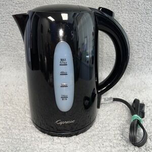 Capresso Large 57 ounce Black Electric Water Kettle and Base B304 Tested Works